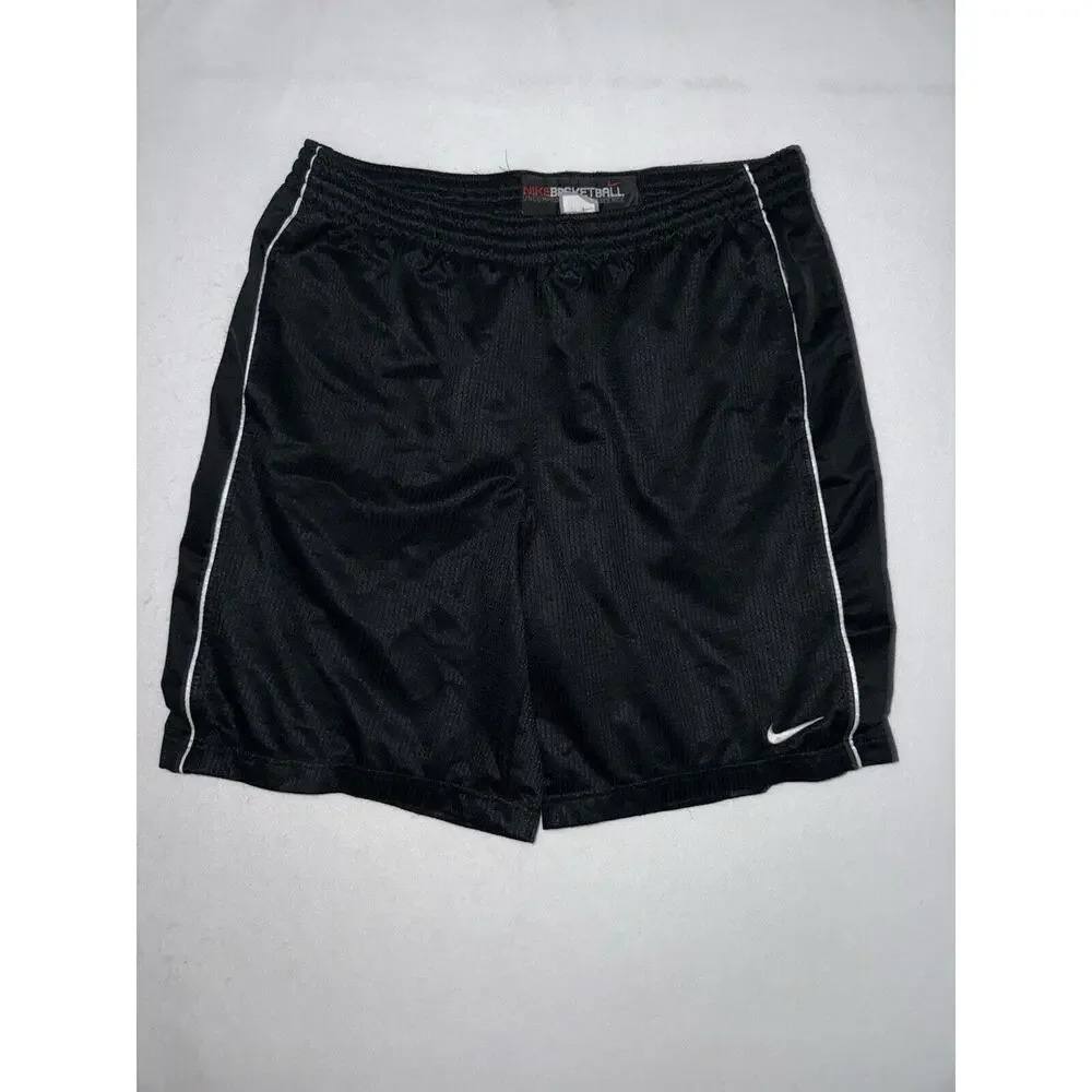 Nike Black‎ Shiny Dazzle Athletic Basketball Shorts Men’s Size Large Y2K Stripes